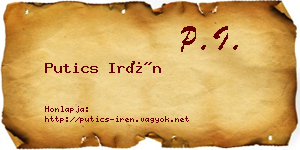 Putics Irén névjegykártya